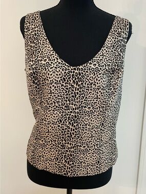 Vera Cristina 100% Silk Sleeveless VNeck Leopard Crop Top Animal Print Y2K 2000s